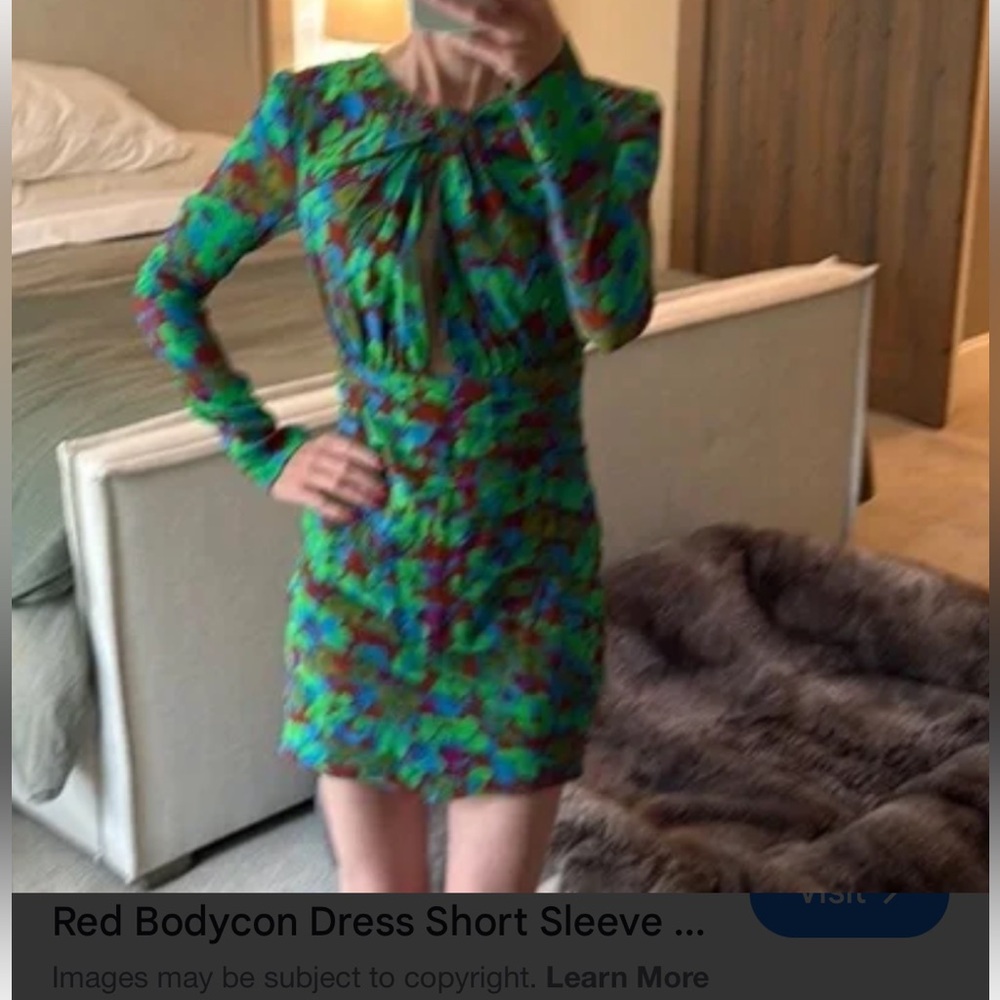 Zara Multicolor Floral Long Sleeve mini body-con Dress XS - Picture 2 of 11